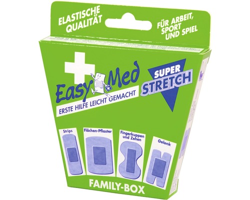 Erste Hilfe Pflaster Easy Med Family-Box Verbandskasten, superstretch, 16-tlg. Easy Med Pflaster Family-Box mit verschiedenen Pflastertypen