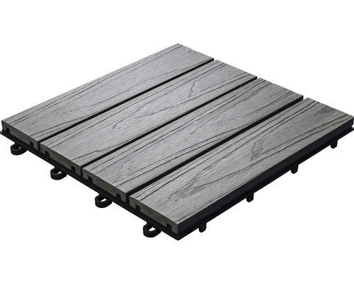 Klickfliese WPC 3D Holzstruktur 30x30 cm anthrazit Terrassendiele aus Holzverbundstoff mit Klicksystem