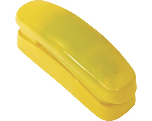 Gelbes Büroklammergerät aus Kunststoff