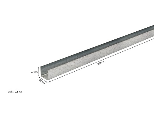 U-Profil aus Metall, 3 Meter lang
