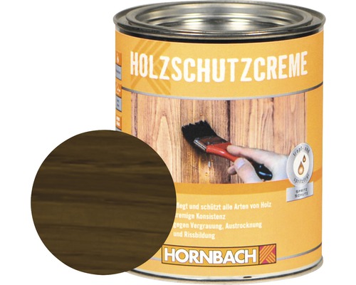 HORNBACH Holzschutzcreme nussbaum 750 ml Holzschutzcreme in einer Dose mit Farbbeispiel