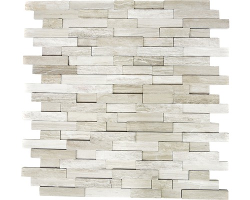 Natursteinmosaik Marmor XNC 3D20 31,5x30,0 cm grau Fliesenmosaik aus Naturstein