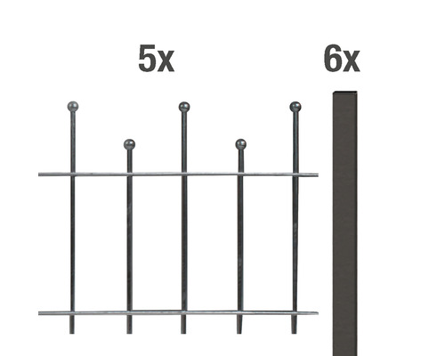 Zaun-Grundset ALBERTS Madrid zum Einbetonieren 10 x 0,5 m anthrazit