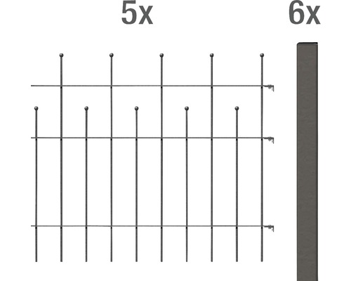 Zaun-Grundset ALBERTS Madrid zum Einbetonieren 10 x 1 m anthrazit