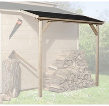 Holzlagerunterstand mit Holzstruktur und Bitumendach