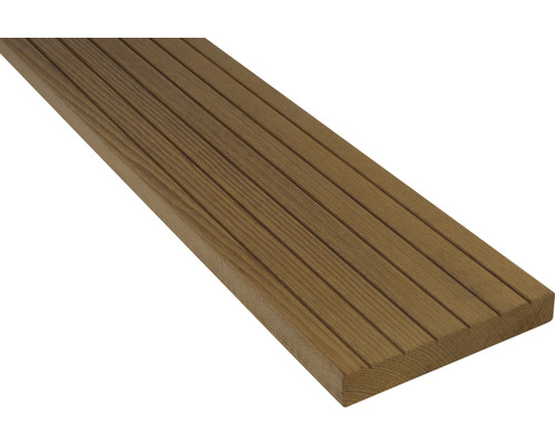 Konsta Holz Thermoesche Terrassendiele Vollprofil genutet/glatt 21x135x2500 mm dunkelbraun-0