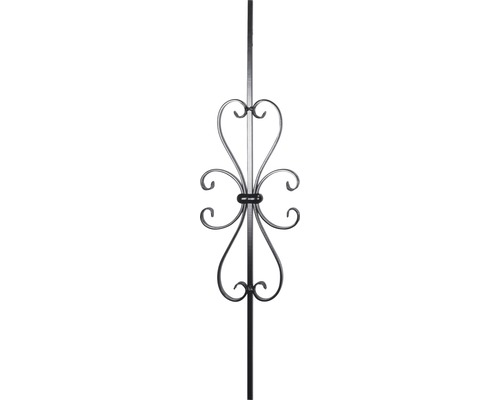 Zierstab glatt, Ornamente ausgeschmiedet 12 x 12 x 900 mm Geländerstab aus Metall mit dekorativem Element