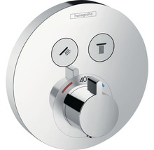 Hansgrohe Logo. Thermostatarmatur zur Steuerung der Wassertemperatur und des Wasserdurchflusses.