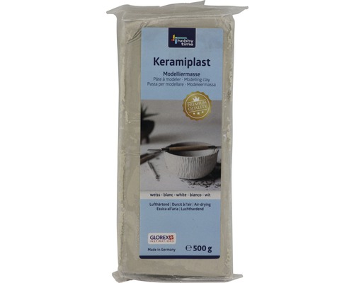 Keramiplast Modelliermasse gebrauchsfertig lufthärtend hohe Standfestigkeit weiß 500 g Keramiplast Modelliermasse, 500 g, lufttrocknend