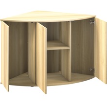 Eckunterschrank mit drei Türen und einem Regalboden