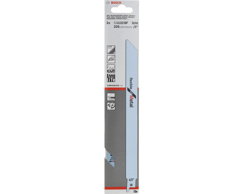 Bosch Säbelsägeblatt für Metall, 2 Stück, S1122BF BIM, 225x19x0,9 mm