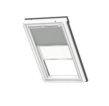 VELUX Vorteils-Set Verdunkelungsrollo uni grau und Faltstore Plissee weiß manuell Rahmen aluminium DFD UK08 0705S