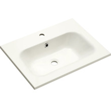 Waschbecken aus Keramik mit Hahnloch und Überlauf
