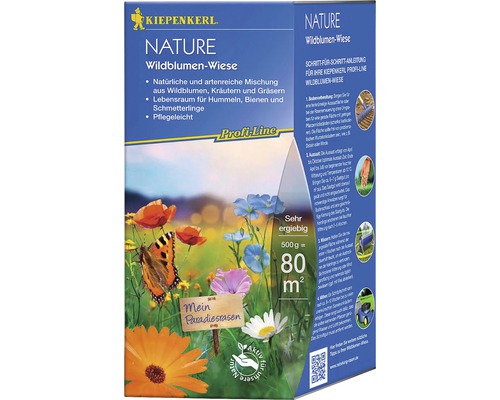 Blumenwiesensamen P.L.Nature Wildblumen-Wiese 0,5 kg / 80 m² Kiepenkerl Nature Wildblumenwiese Packung für eine natürliche und artenreiche Wildblumenmischung
