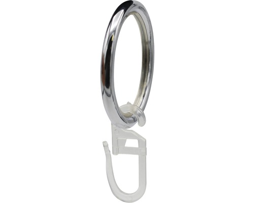 Vorhangring rund mit Haken und Gleiteinlage für Rivoli chrom Ø 20 mm 10 Stk. Gardinenring aus Metall mit Kunststoffgleiter