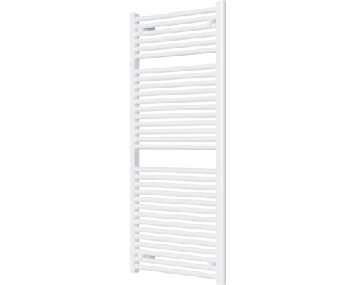 Weißer Badheizkörper mit horizontalen Heizrohren.