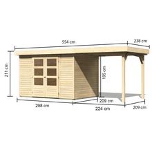 Abmessungen eines Gartenhauses aus Holz mit Carport