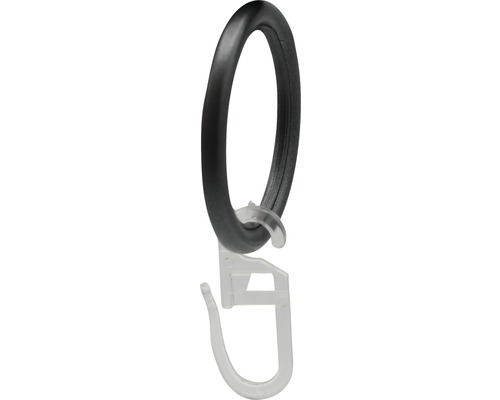 Vorhangring rund mit Haken und Gleiteinlage für Rivoli anthrazit Ø 20 mm 10 Stk. Gardinenring mit Gleiter zur Befestigung von Vorhängen an Gardinenstangen