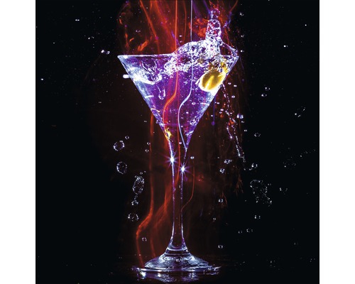 Glasbild Cocktail On Black I 30x30 cm