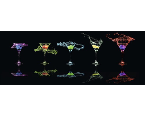 Glasbild Cocktail On Black V 50x125 cm