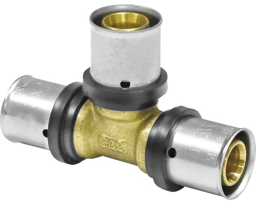 Press-T-Stück veporit für MSVR 20mm Pressfitting T-Stück aus Messing mit Edelstahlhülsen
