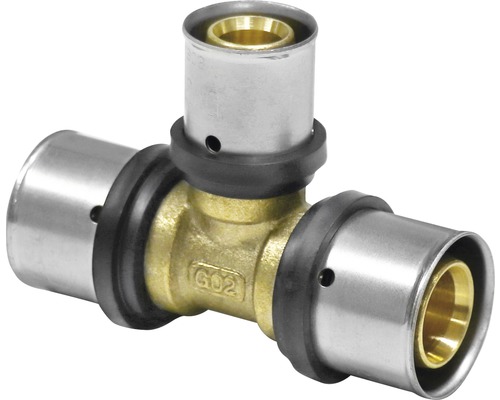 Press-T-Stück veporit für MSVR 20x16x20mm T-Stück aus Messing mit Edelstahl für Rohre