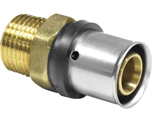 Press-Übergangsstück veporit für MSVR 20mm x1/2"AG Pressfitting mit Gewindeanschluss aus Messing und Edelstahl