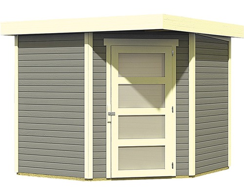 Gartenhaus mit Tür und horizontaler Holzverkleidung