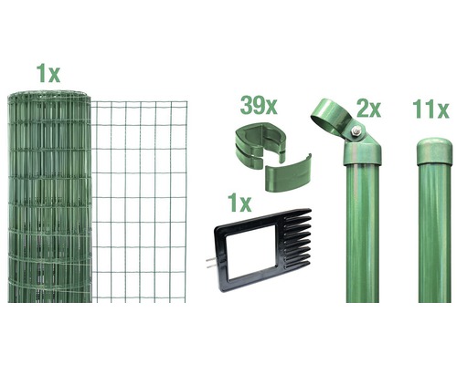 Zaunkomplett-Set ALBERTS Fix-Clip Pro® zum Einbetonieren 25 m x 153 cm grün