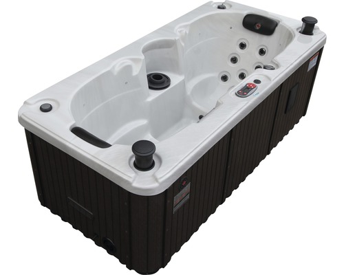 Rechteckiger Whirlpool mit Bedienfeld und Düsen