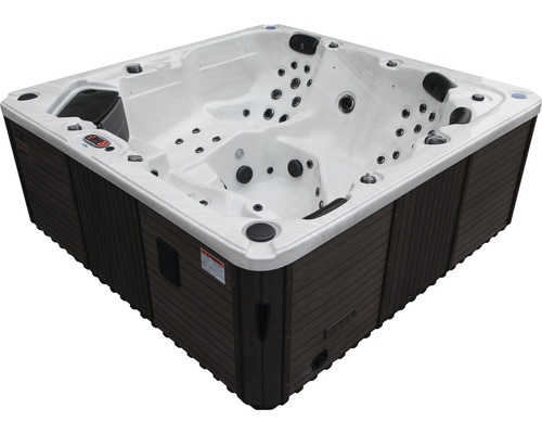 Quadratischer Whirlpool mit Düsen und Paneelverkleidung