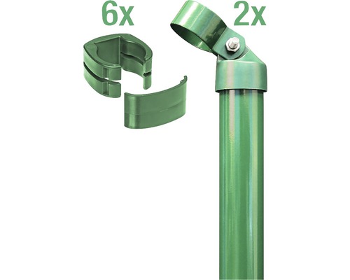 Eckpfosten ALBERTS Fix-Clip Pro® Set für Maschendrahthöhe 122 cm zum Einbetonieren grün