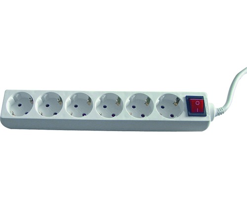 Steckdosenleiste 6-fach, mit Schalter, 3G1,5, weiß, 1,4 m