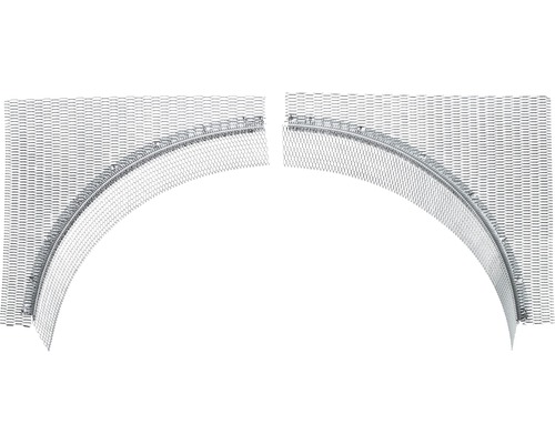 Draufsicht auf einen gebogenen Maschendrahtzaun für den Garten