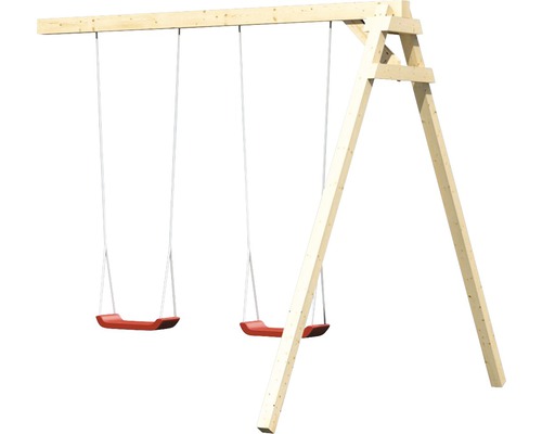 Holzschaukel mit zwei Schaukelsitzen für den Garten