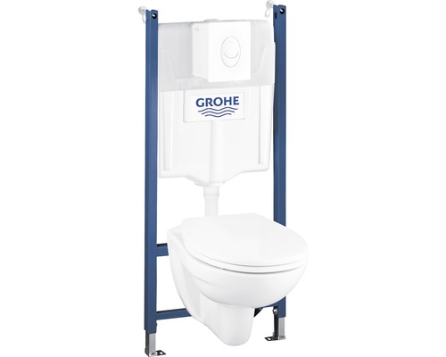 Wand-WC-Set Grohe Quickfix Solido Compact mit WC-Sitz weiß glänzend und Vorwandelement 39117000