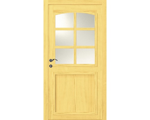 Holztür mit Glaseinsatz und Beschlägen