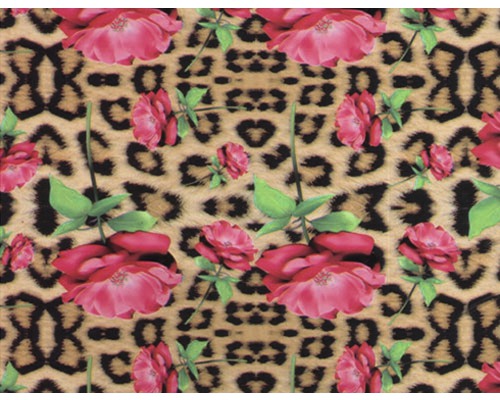 Wassertransferdruck Folie Leopard CD-220 50x100 cm Textilgewebe mit Rosen und Leopardenmuster