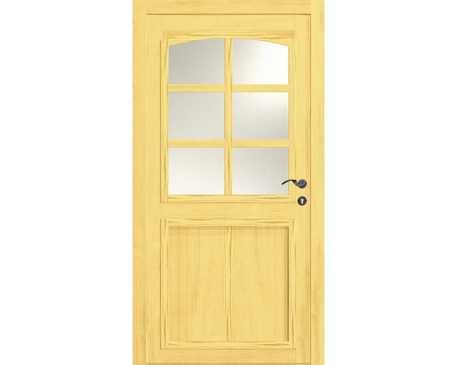 Holztür mit Glaseinsatz und Beschlägen