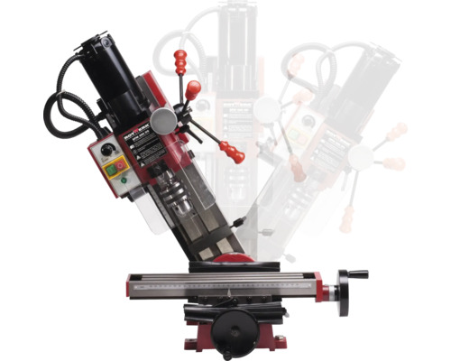 Rotwerk Fräsmaschine mit Einstellvorrichtungen zur präzisen Bearbeitung von Werkstücken.