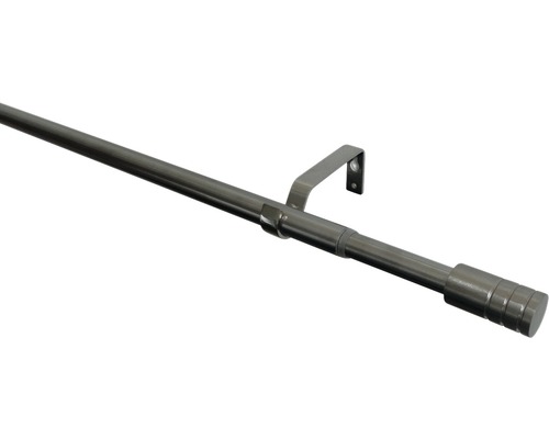 Vorhangstangen Set Zylinder edelstahl-optik 190-340 cm Ø 16/19 mm Gardinenstange mit Halterung