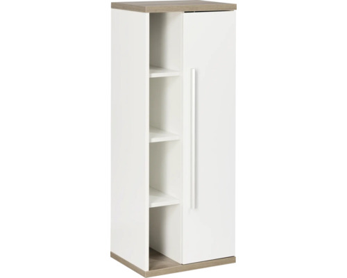 Midischrank Fackelmann Stanford rechts 106x42x32 cm weiß Schmaler Hochschrank mit Tür und offenen Regalen