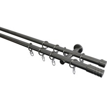Vorhangstangen Set 2-läufig edelstahl-optik 160 cm Ø 20 mm-thumb-0