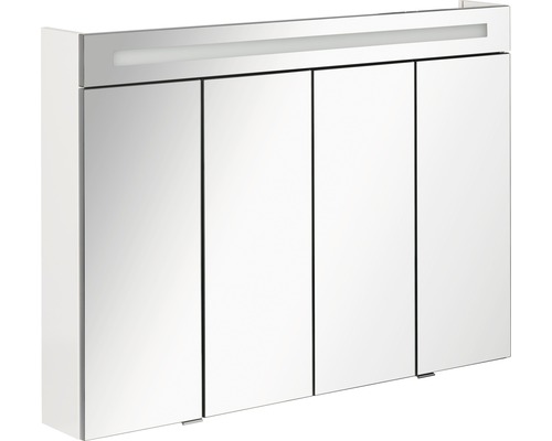 LED-Spiegelschrank Fackelmann Stanford 4-türig 110x78,5x16,5 cm weiß Spiegelschrank mit drei Türen und Beleuchtung