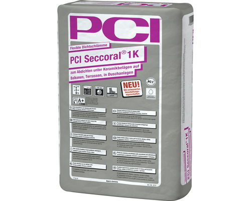 PCI Seccoral® 1K Flexible Dichtschlämme zum Abdichten grau 15 kg PCI Seccoral 1K flexible Dichtschlämme zur Abdichtung unter Keramikbelägen