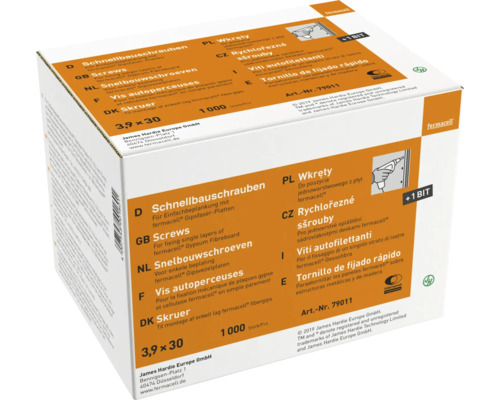 Fermacell Schnellbauschrauben 3,9 x 30 Millimeter, Packung mit 1000 Stück