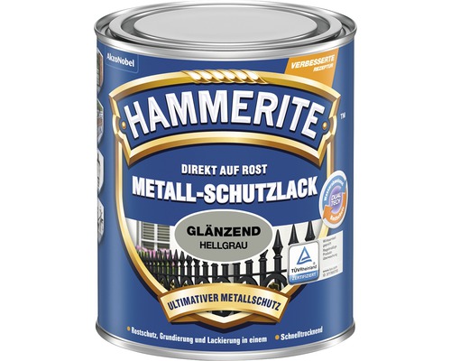 Hammerite Metall Schutzlack hellgrau glänzend Dose