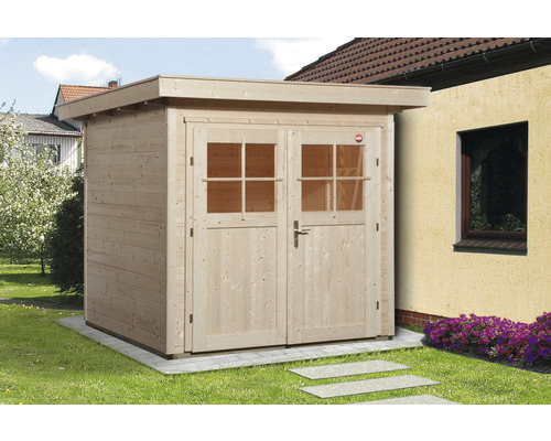 Gartenhaus weka inkl. Unterkonstruktion Fußboden 205 x 209 cm Holzgartenhaus mit Doppeltür und Fenstern