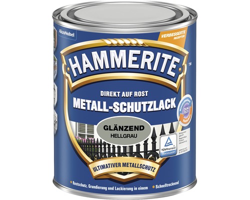 Hammerite Metallschutzlack, direkt auf Rost, hellgrau, glänzend