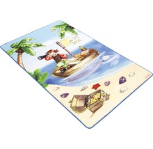 Spielteppich mit Piratenmotiv, Schatzinsel, Boot und Palmen